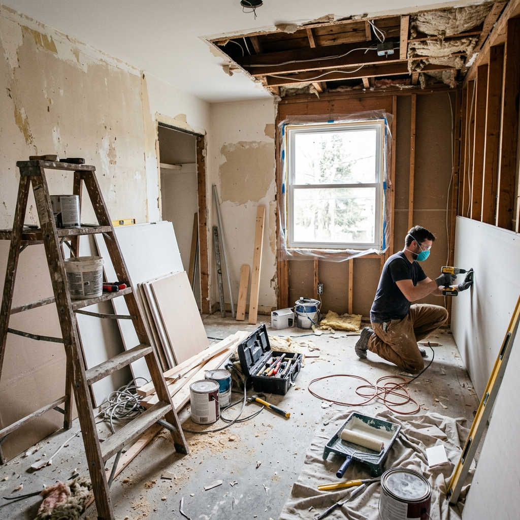Bedroom renovation in progress